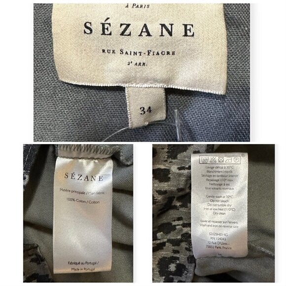 SEZANE MATTY GREY AND BLACK LEOPARD PRINT SHIRT SIZE FR 34/US2 - Picture 12 of 14